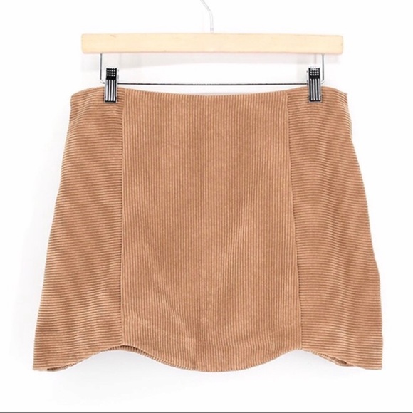 Tan Corduroy Scalloped Skirt - Picture 2 of 3